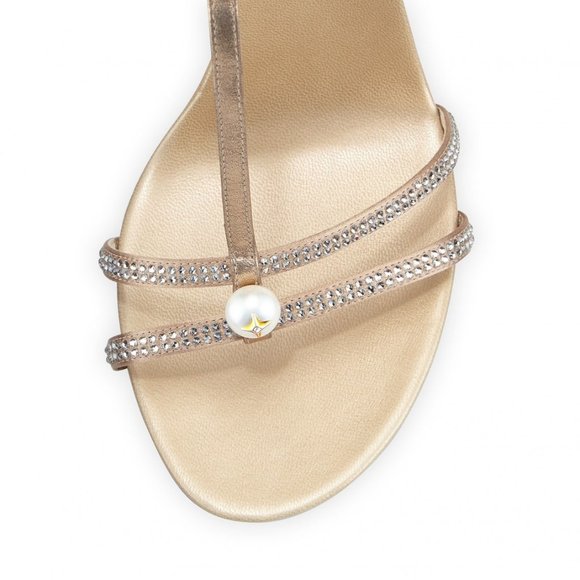 RENÉ CAOVILLA Pearly T-Strap Leather Sandals in Beige Size: 11 | IT 41 - Picture 14 of 16